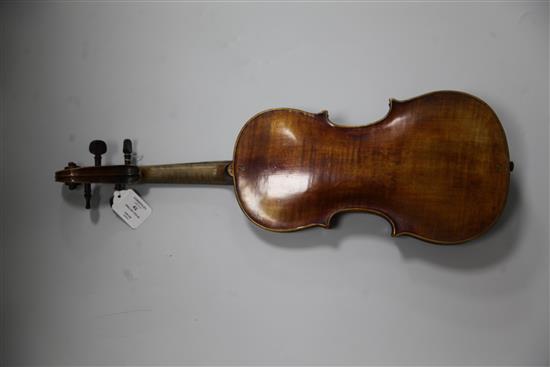 A 19th century English violin, label for John Betts Royal Exchange London 1861,